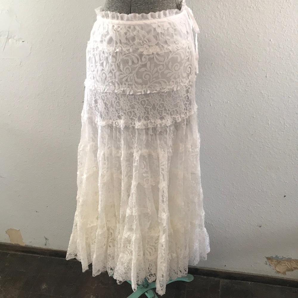 Long Lace White Skirt